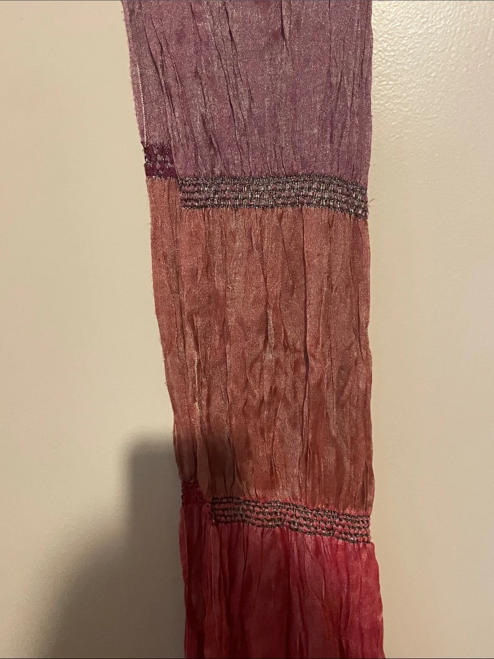 Lightweight Crinkled Multi-Tone Scarf - Pink/Brown
